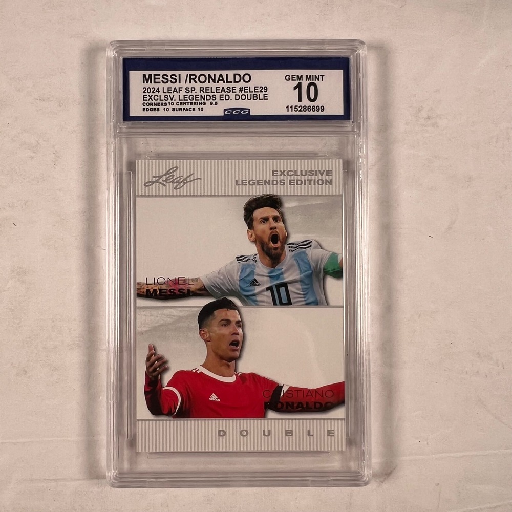 2024 Leaf Exclusive Legends Messi Ronaldo #ELE29 CCG 10 Gem Mint Soccer Card